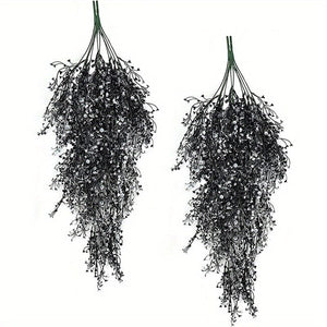 Planet Gates Black 2pcs Premium Oxidation-Resistant Artificial Hanging Plants - Perfect for Indoor & Outdoor Decoration!