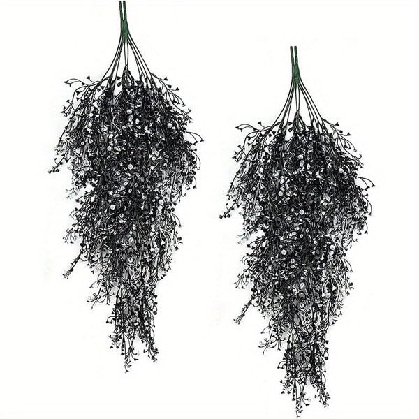 Planet Gates Black 2pcs Premium Oxidation-Resistant Artificial Hanging Plants - Perfect for Indoor & Outdoor Decoration!
