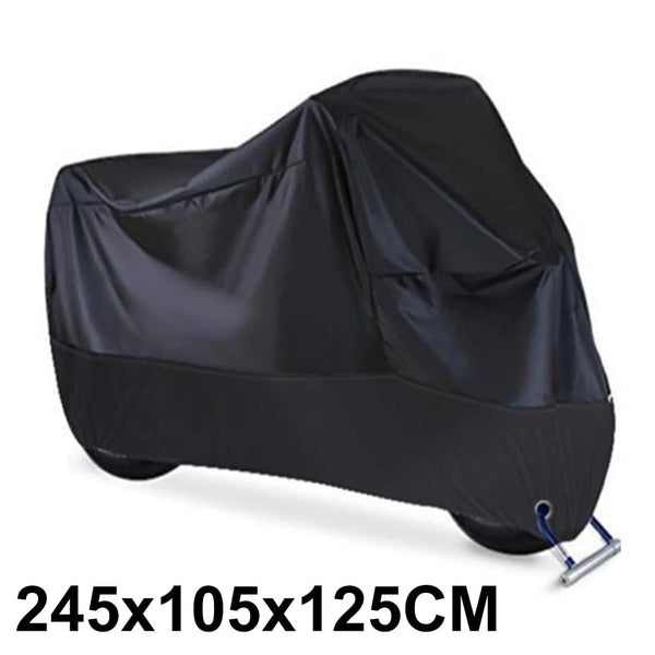 Planet Gates Black 2XL Motorcycle Cover Waterproof All Season Dustproof UV Protective Outdoor Indoor Scooter 190T Wear-resistant Fabric Motorbike Cover