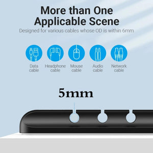 Planet Gates Black 3 hole NNBILI Cable Holder Clips Cable Organizer Silicone USB Cable Winder Management Clips Self Adhesive for Mouse Keyboard Headset