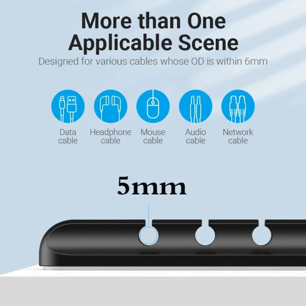 Planet Gates Black 3 hole NNBILI Cable Holder Clips Cable Organizer Silicone USB Cable Winder Management Clips Self Adhesive for Mouse Keyboard Headset