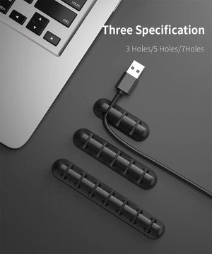 Planet Gates Black 3 hole NNBILI Cable Holder Clips Cable Organizer Silicone USB Cable Winder Management Clips Self Adhesive for Mouse Keyboard Headset