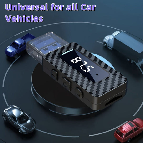 Planet Gates Black 3-in-1 USB Car Wireless 5.3 AUX Car Adapter, FM Transmitter With TF Card Slot, For Car, Home Audio