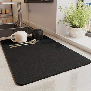 Planet Gates Black / 30.0cm*39.98cm 1pc Large Coffee Mat, Super Absorbent Coffee Mat - Quick Dry Draining Mat, For Dishes, Bathroom, Kitchen Supplies, Suitable For Restaurant/Commercial