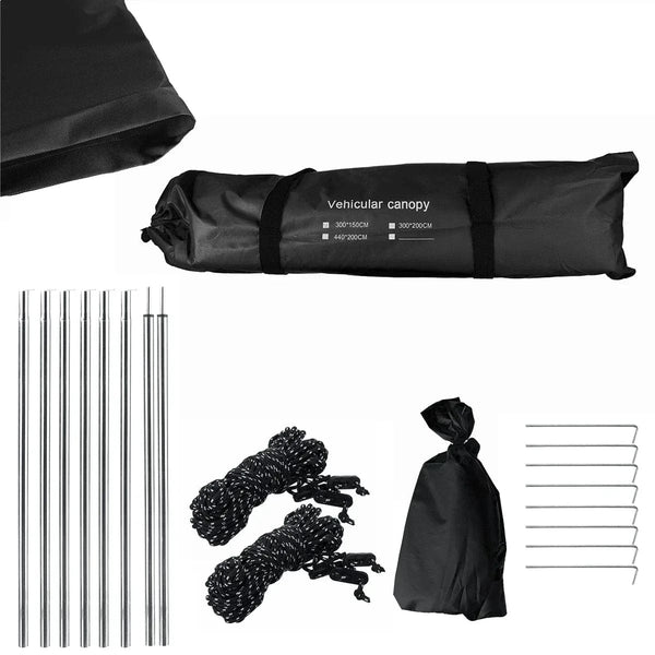 Planet Gates Black / 300x150cm Portable Car Shelter Shade Camping Side Car Roof Top Tent Anti-UV Sunshade Waterproof Awning Parasol Rain Canopy For Suv Jeep