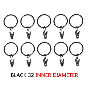Planet Gates Black-32mm / 10pcs Curtain Hooks Hanging Clips Metal Clip Rustproof Curtain Rods holders Hangers Split Curtain Rings Buckles Eyelets Grommet Hook