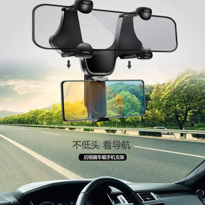 Planet Gates black 360° Car Rearview Mirror Mobile Phone Holder for Car Mount Smartphone GPS Holder Support Rotating Adjustable Telescopic Phone