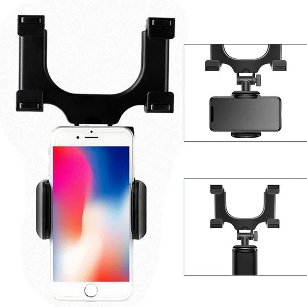 Planet Gates black 360° Car Rearview Mirror Mobile Phone Holder for Car Mount Smartphone GPS Holder Support Rotating Adjustable Telescopic Phone