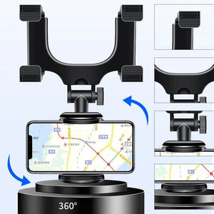 Planet Gates black 360° Car Rearview Mirror Mobile Phone Holder for Car Mount Smartphone GPS Holder Support Rotating Adjustable Telescopic Phone