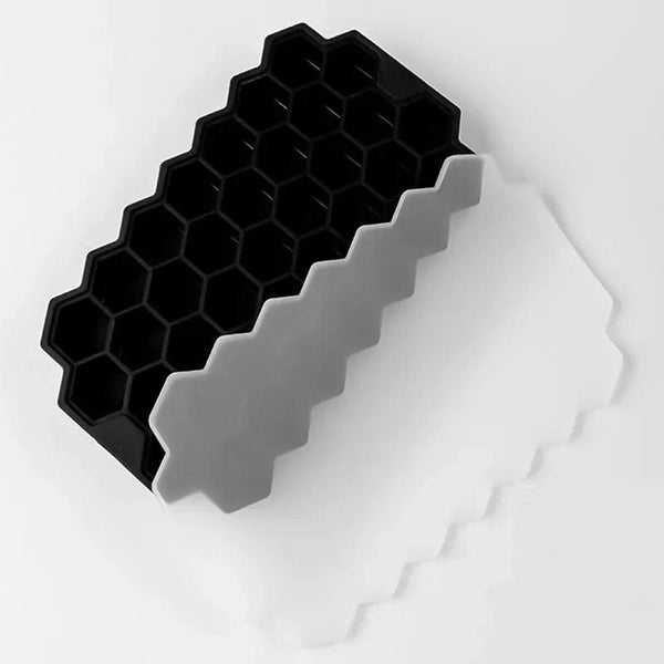 Planet Gates black 37 Cavity Honeycomb Ice Cube Trays Reusable Silicone Ice Cube Mold BPA Free Ice Maker with Removable Lids