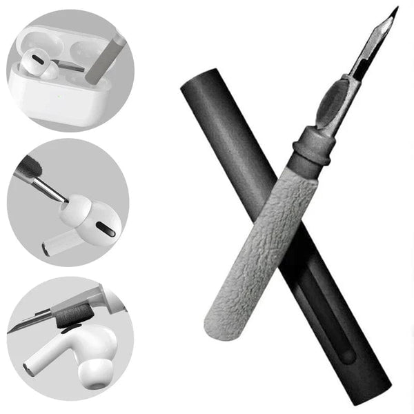 Planet Gates Black 3IN1 Portable Cleaning Pen Headphones Mobile Phone Tablet Dust Dirt Clean Tool For iPhone Xiaomi HUAWEI Samsung Earphone Cleaner