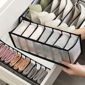 Planet Gates Black 3pcs Underwear Storage Boxes, Household Compartment Fabric Clothes Organizer, Drawers Dividers Organizer, Multifunctional Wardrobe Organizer For Panties Socks Bra Storage