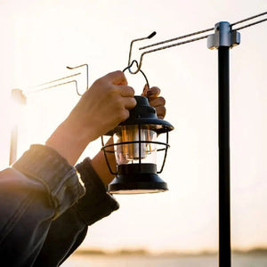 Planet Gates Black 4-Section WESTTUNE Camping Lamp Stand with Double Hooks Aluminum Alloy Foldable Lamp Pole Telescopic Outdoor Light Holder Lamp Hanger