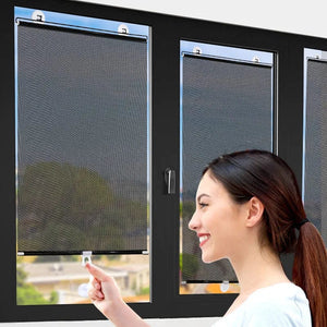 Planet Gates black / 40cm x 125cm Universal Roller Blinds Suction Cup Sunshade Blackout Curtain Car Bedroom Kitchen Office Window Sun-shading Curtains Nail-free
