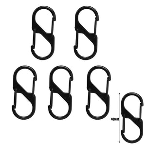 Planet Gates Black - 40mm(5pcs) 5Pcs S Type Zinc Alloy Carabiner with Lock Mini Keychain Hook Anti-Theft Outdoor Camping Backpack Buckle Key-Lock Accessories