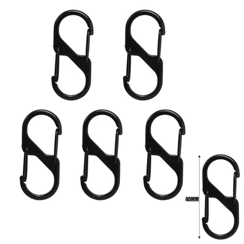 Planet Gates Black - 40mm(5pcs) 5Pcs S Type Zinc Alloy Carabiner with Lock Mini Keychain Hook Anti-Theft Outdoor Camping Backpack Buckle Key-Lock Accessories