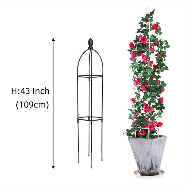 Planet Gates Black 43inch 1pc Garden Obelisk Trellis For Climbing Plants Outdoor, Rustproof Plant Support White, 109.22/143.0cm