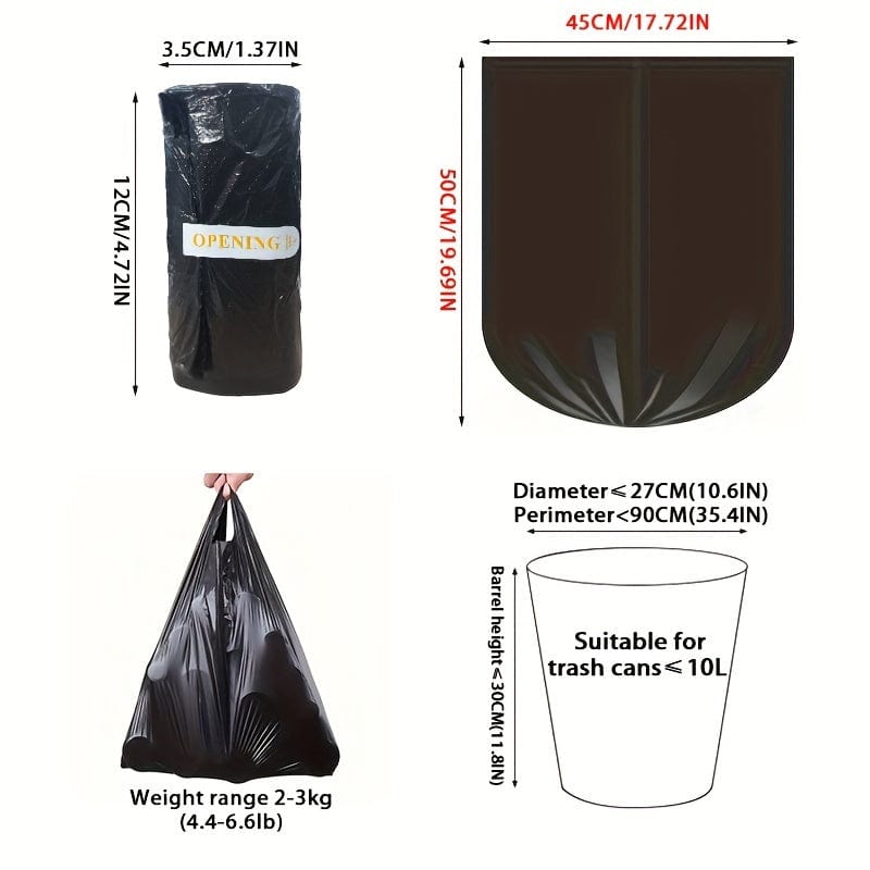 Planet Gates Black / 45.01x50.01cm 100pcs Black Trash Bags 5-7L Trash Bags - Portable, Simple Garbage Bags Suitable For Home, Bathroom And Kitchen, Office, Car
