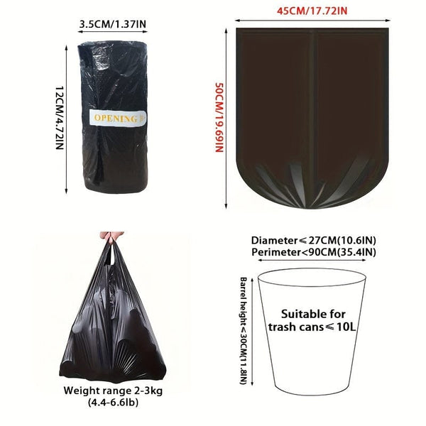 Planet Gates Black / 45.01x50.01cm 100pcs Black Trash Bags 5-7L Trash Bags - Portable, Simple Garbage Bags Suitable For Home, Bathroom And Kitchen, Office, Car