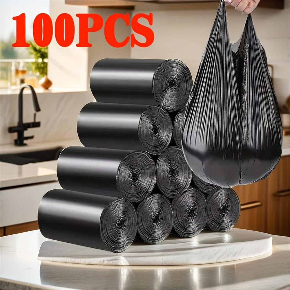 Planet Gates Black / 45.01x50.01cm 100pcs Black Trash Bags 5-7L Trash Bags - Portable, Simple Garbage Bags Suitable For Home, Bathroom And Kitchen, Office, Car