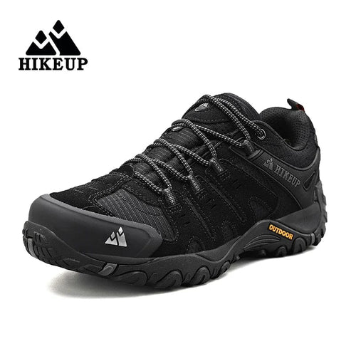 Planet Gates Black / 45 / CN HIKEUP Men's Hiking Shoes Suede Leather Outdoor Shoes Wear-resistant Men Trekking Walking Hunting Tactical Sneakers