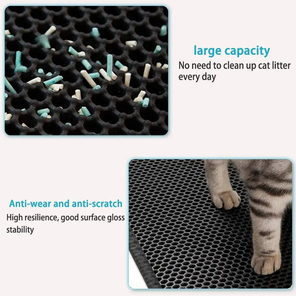 Planet Gates Black / 45X60CM Cat Litter Mat With Gift Double Layer Waterproof Pet Litter Box Mat Non-slip Sand Cat Pad Washable Bed Mat Clean Pad Products