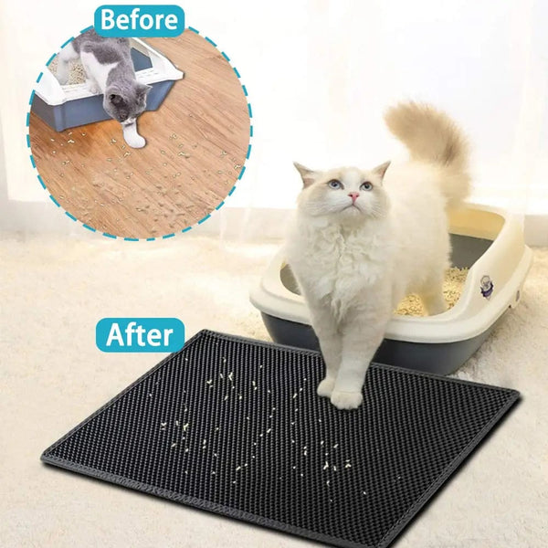 Planet Gates Black / 45X60CM Cat Litter Mat With Gift Double Layer Waterproof Pet Litter Box Mat Non-slip Sand Cat Pad Washable Bed Mat Clean Pad Products