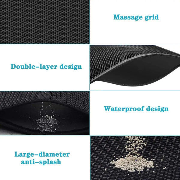 Planet Gates Black / 45X60CM Cat Litter Mat With Gift Double Layer Waterproof Pet Litter Box Mat Non-slip Sand Cat Pad Washable Bed Mat Clean Pad Products