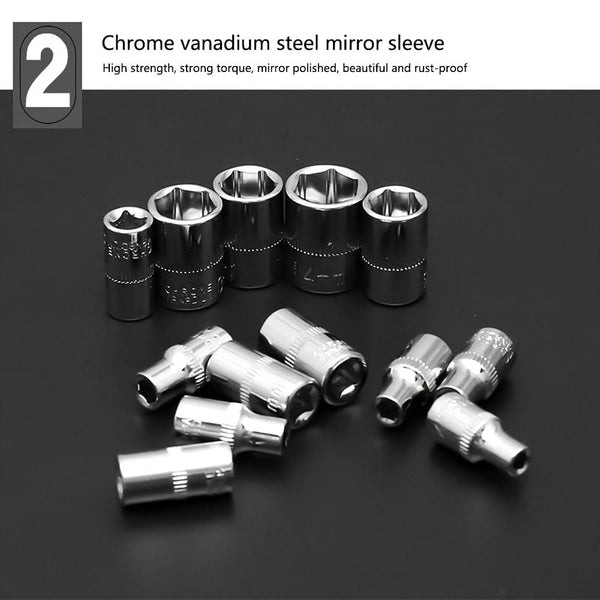 Planet Gates Black 46pcs Motorcycle And Car Repair Toolkit: Ratchet Torque Wrench, Wrench, Screwdriver, Socket Set - Perfect For Motorcycle And Car Repairs!