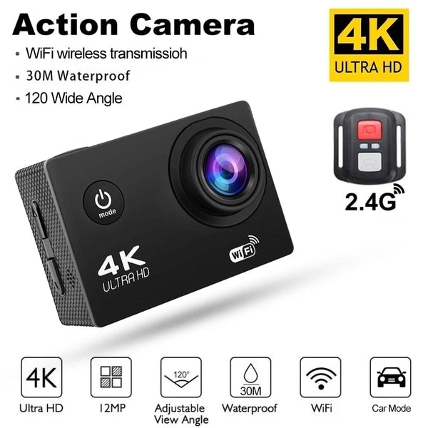 Planet Gates Black 4K Action Camera 1080P/30FPS WiFi 2.0" 170D Underwater Waterproof Helmet Video Recording Camera Sports Cameras Outdoor Mini Cam