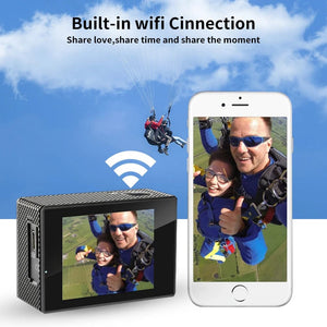 Planet Gates Black 4K Action Camera 1080P/30FPS WiFi 2.0" 170D Underwater Waterproof Helmet Video Recording Camera Sports Cameras Outdoor Mini Cam