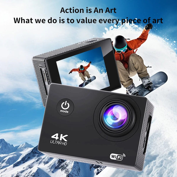 Planet Gates Black 4K Action Camera 1080P/30FPS WiFi 2.0" 170D Underwater Waterproof Helmet Video Recording Camera Sports Cameras Outdoor Mini Cam