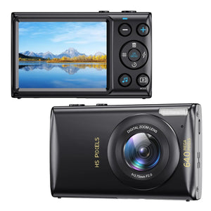 Planet Gates black 4K Digital Cameras for Photography 18X Digital Zoom Children Photo Cameras 64MP Auto Focus Vlogging Video Camera for YouTube