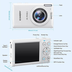 Planet Gates black 4K Digital Cameras for Photography 18X Digital Zoom Children Photo Cameras 64MP Auto Focus Vlogging Video Camera for YouTube