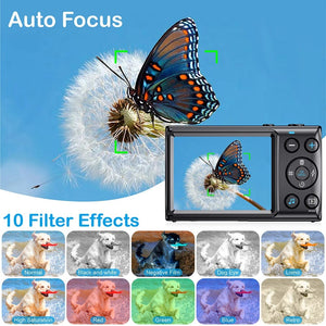 Planet Gates black 4K Digital Cameras for Photography 18X Digital Zoom Children Photo Cameras 64MP Auto Focus Vlogging Video Camera for YouTube