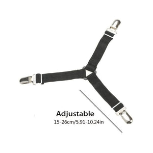 Planet Gates Black / 4pcs. 4pcs Triangle Household Bed Sheet Fixers, Adjustable Elastic Sofa Bed Sheet Fixing Clips, Tablecloth Fixing Belt, Anti-running Anti-slip Sheet Buckles