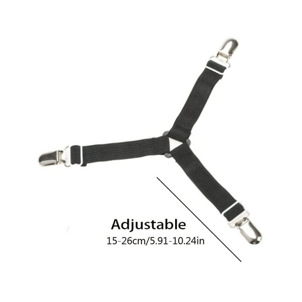 Planet Gates Black / 4pcs. 4pcs Triangle Household Bed Sheet Fixers, Adjustable Elastic Sofa Bed Sheet Fixing Clips, Tablecloth Fixing Belt, Anti-running Anti-slip Sheet Buckles