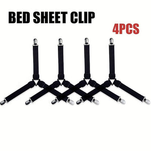 Planet Gates Black / 4pcs. 4pcs Triangle Household Bed Sheet Fixers, Adjustable Elastic Sofa Bed Sheet Fixing Clips, Tablecloth Fixing Belt, Anti-running Anti-slip Sheet Buckles