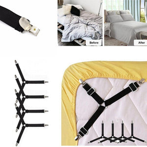 Planet Gates Black / 4pcs. 4pcs Triangle Household Bed Sheet Fixers, Adjustable Elastic Sofa Bed Sheet Fixing Clips, Tablecloth Fixing Belt, Anti-running Anti-slip Sheet Buckles