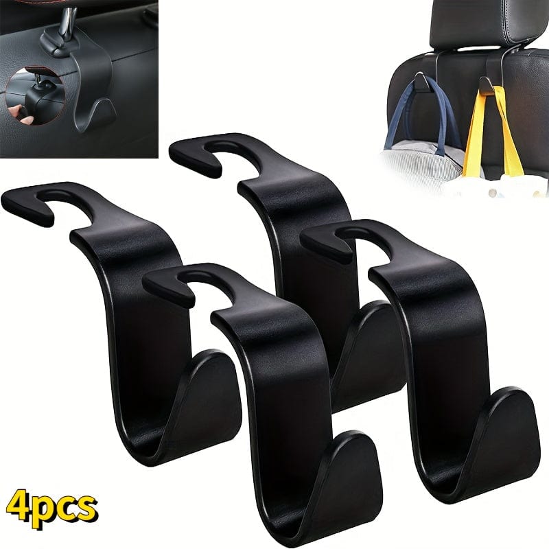 Planet Gates Black / 4pcs 4pcs Universal Car Seat Headrest Hooks For Storage, Universal Handbag, Purse, Coat Holder