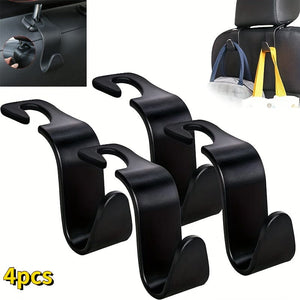 Planet Gates Black / 4pcs 4pcs Universal Car Seat Headrest Hooks For Storage, Universal Handbag, Purse, Coat Holder