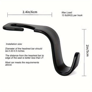 Planet Gates Black / 4pcs 4pcs Universal Car Seat Headrest Hooks For Storage, Universal Handbag, Purse, Coat Holder