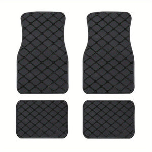 Planet Gates Black 4pcs Car Floor Mats Universal Waterproof Front Rear Full Set Auto Rugs Leather Car Carpet Accessories Interior