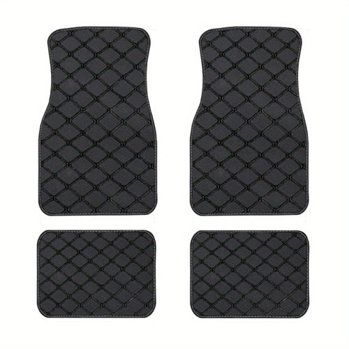 Planet Gates Black 4pcs Car Floor Mats Universal Waterproof Front Rear Full Set Auto Rugs Leather Car Carpet Accessories Interior