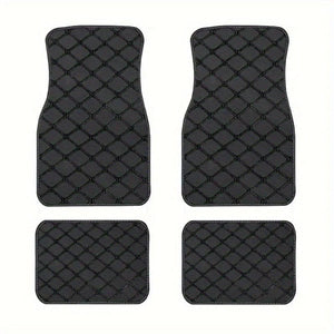 Planet Gates Black 4pcs Car Floor Mats, Universal Waterproof Front & Rear Seats Floor Mats Full Set, PU Leather Car Floor Mats, Car Interior Accessories