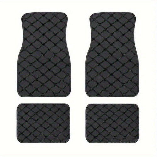 Planet Gates Black 4pcs Car Floor Mats, Universal Waterproof Front & Rear Seats Floor Mats Full Set, PU Leather Car Floor Mats, Car Interior Accessories