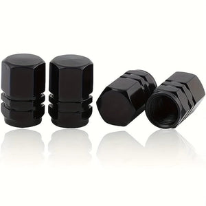 Planet Gates Black 4pcs Cool Tire Cover Aluminum Alloy Valve Tire Valve Stem Valve Car Wheel Valve Car Dust-proof Tire Hexagon, Car Exterior Accessories