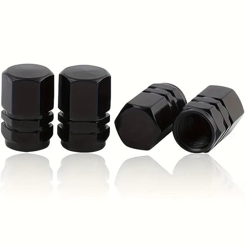Planet Gates Black 4pcs Cool Tire Cover Aluminum Alloy Valve Tire Valve Stem Valve Car Wheel Valve Car Dust-proof Tire Hexagon, Car Exterior Accessories