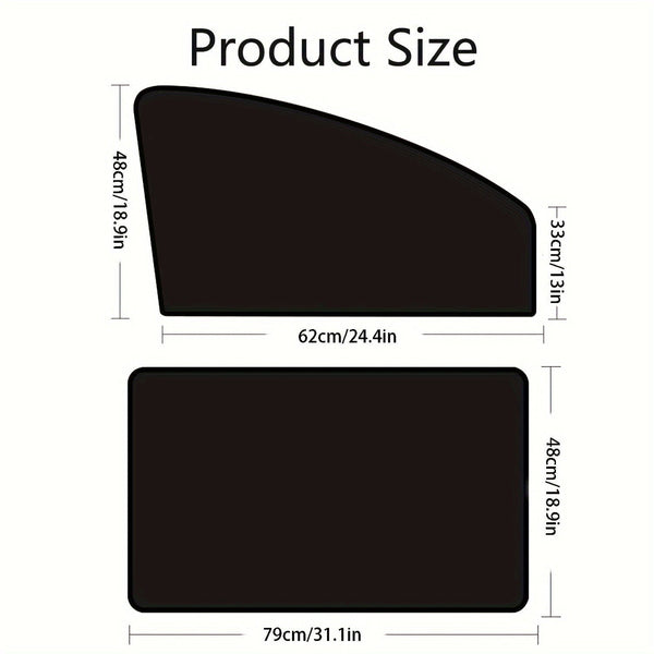 Planet Gates Black 4pcs (Front & Rear) Car Side Window Sun Shade Curtains, Curtain Privacy Curtains To Blackout Light