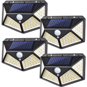 Planet Gates Black 4pcs Solar Outdoor Lights, 270o Light Range Wall Lights Solar Powered Lights Wireless Waterproof With 3 Modes For Garden Outside